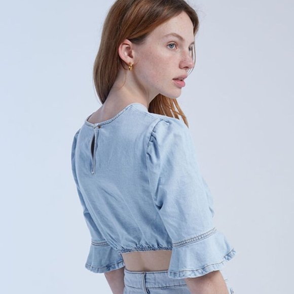 WEWOREWHAT  Denim Crop Top - Picture 1 of 4